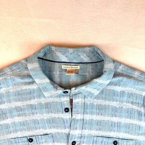 Carbon 2 Cobalt Light Blue Cotton Long Sleeve Button Shirt Men’s L Read - Picture 3 of 10